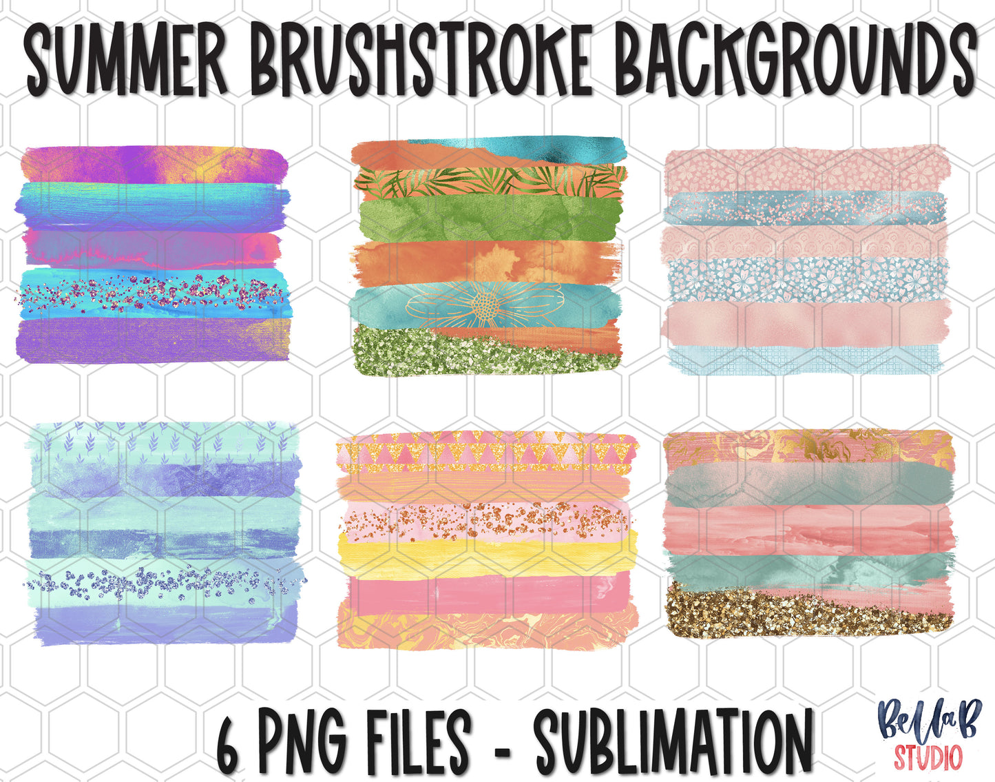 Summer Brushstroke Sublimation Background Bundle, Backsplash