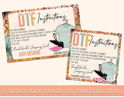 Custom Printable Care Card Or Pressing Instructions