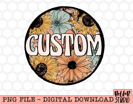 Custom Retro Sunflower PNG Design