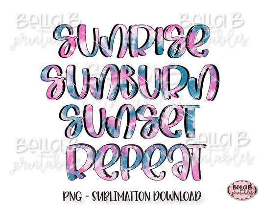 Sunrise Sunburn Sunset Repeat Sublimation Design, Summer Design