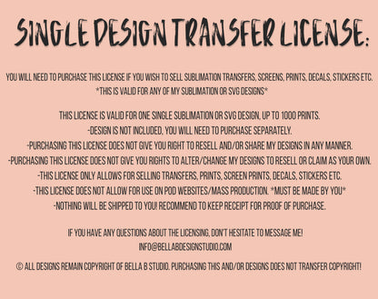 Single Design Transfer Use License