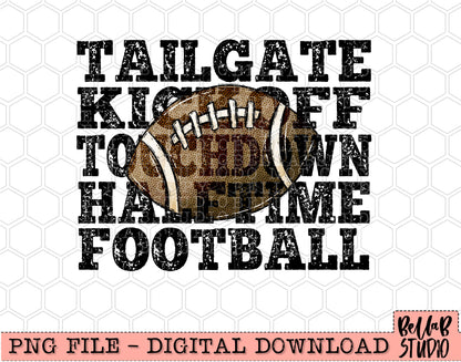 Tailgate Kickoff Touchdown Halftime Football PNG Design