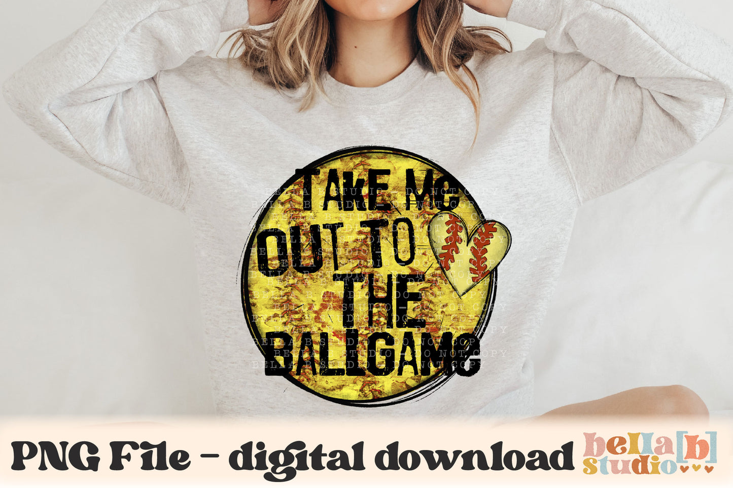 Take Me Out To The Ball Game Grunge Softball PNG Design