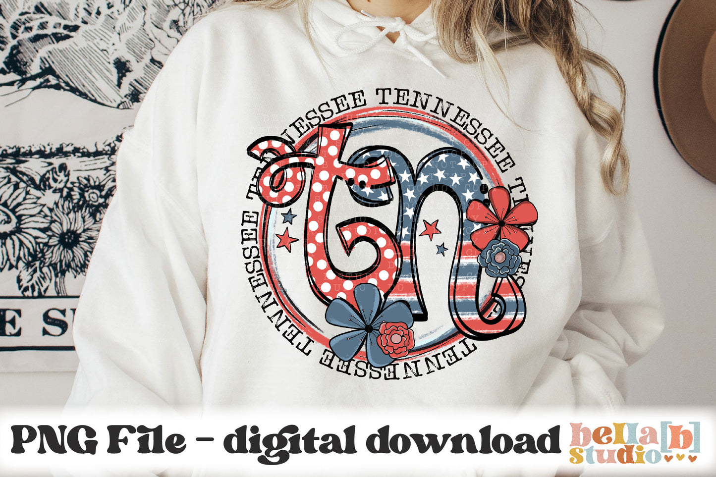 Tennessee Retro Flowers PNG Design