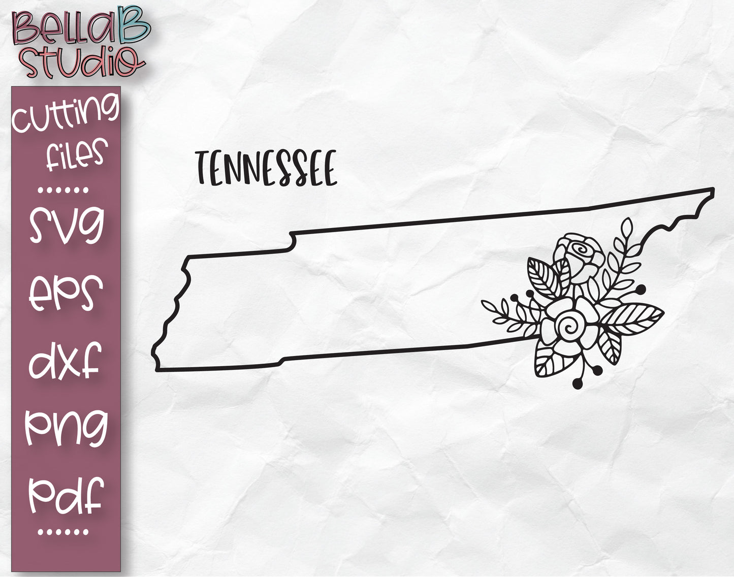 Floral Tennessee Map SVG File