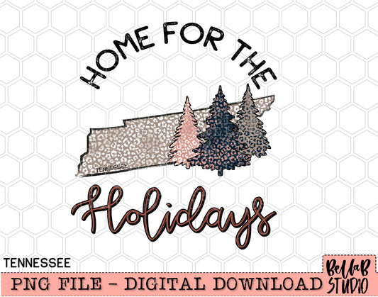 Home For The Holidays -Christmas Tennessee PNG Design