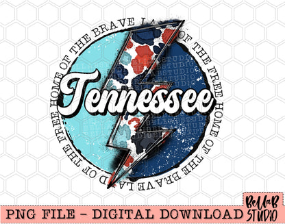 TENNESSEE Patriotic Bolt PNG Design