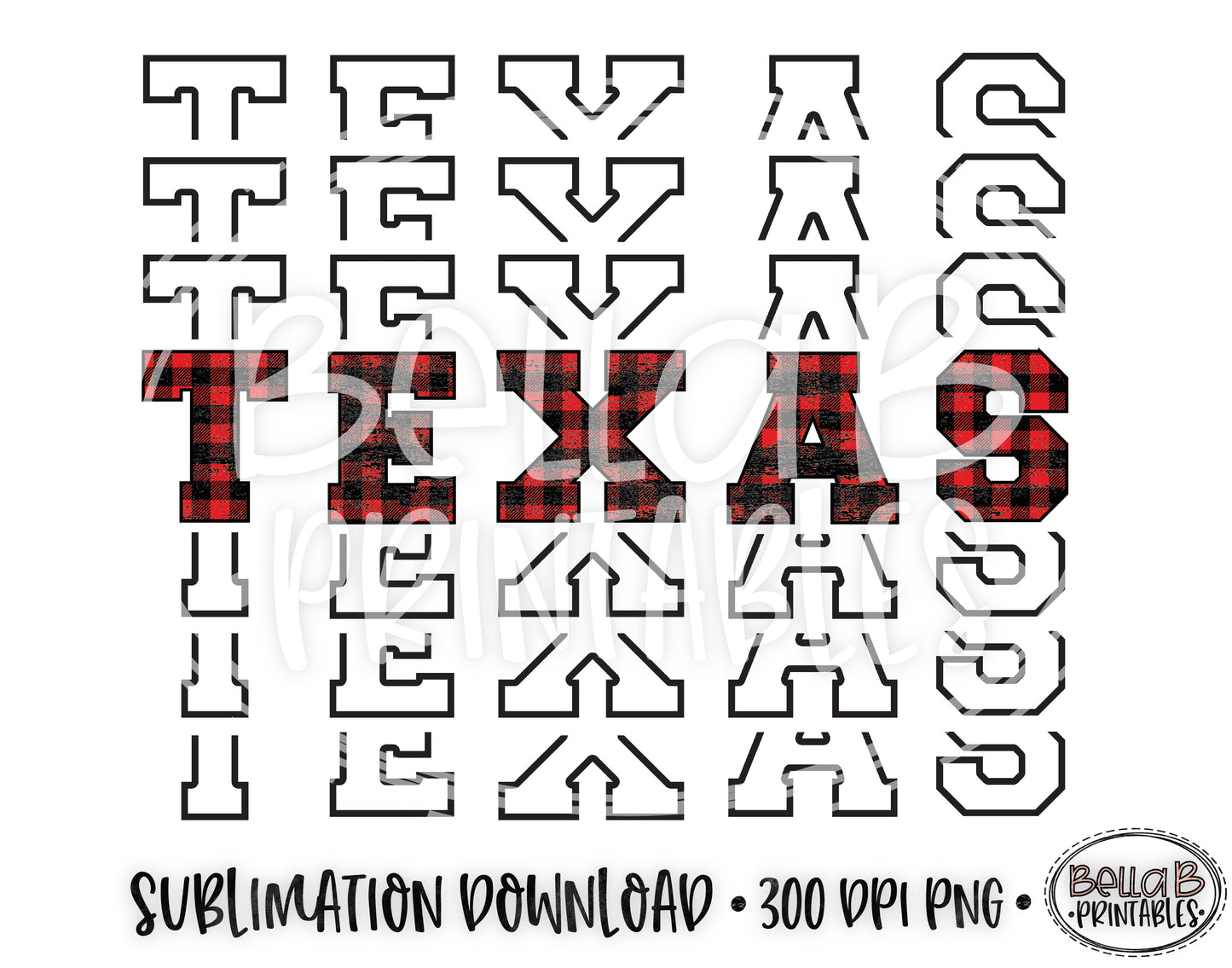Texas State Sublimation Design, Mirrored State Design