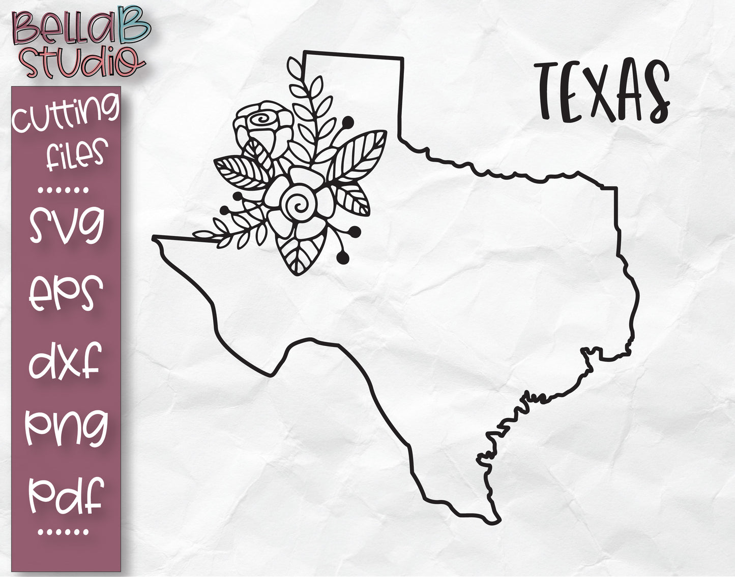 Floral Texas Map SVG File