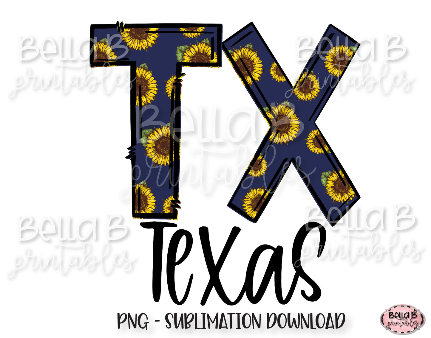 Sunflower Texas State Sublimation Design