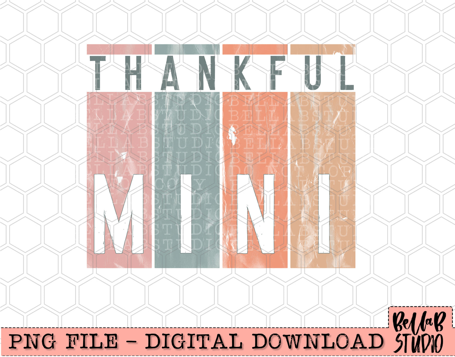 Thankful Mini 4 Panel Vintage PNG Design