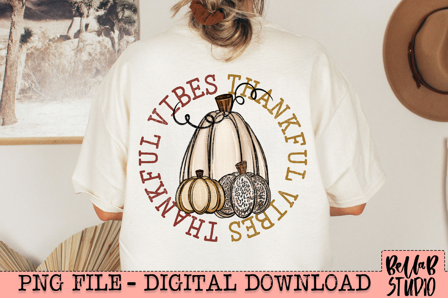 Thankful Vibes Pumpkins PNG Design