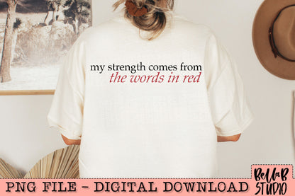 My Strength Comes From The Words In Red PNG Design