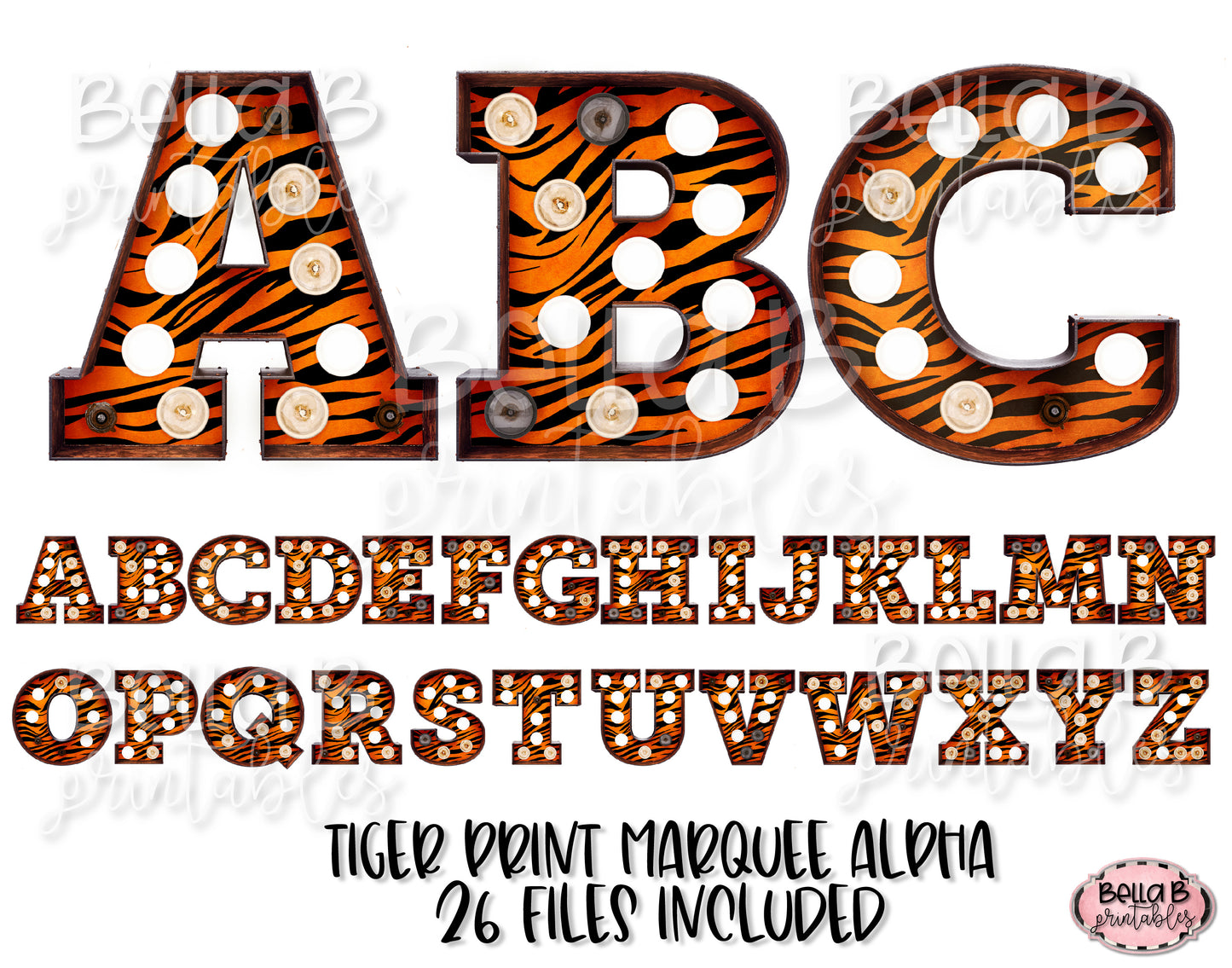 Tiger Print Marquee Alphabet Letters, Marquee Alphabet Set