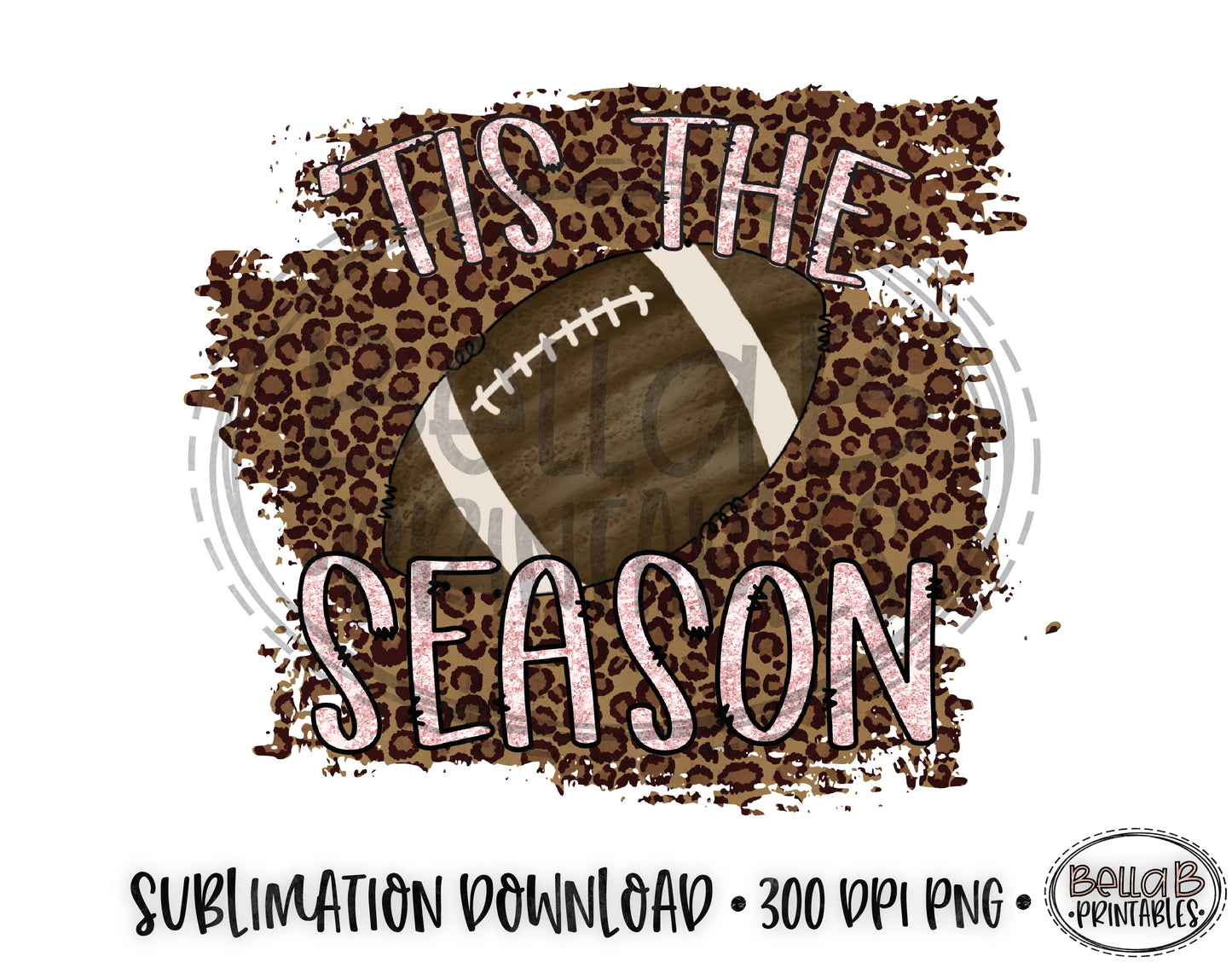 Leopard Print Football Sublimation Design, Tis The Season