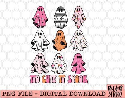 Too Cute To Spook 9 Ghosts PINK PNG Design