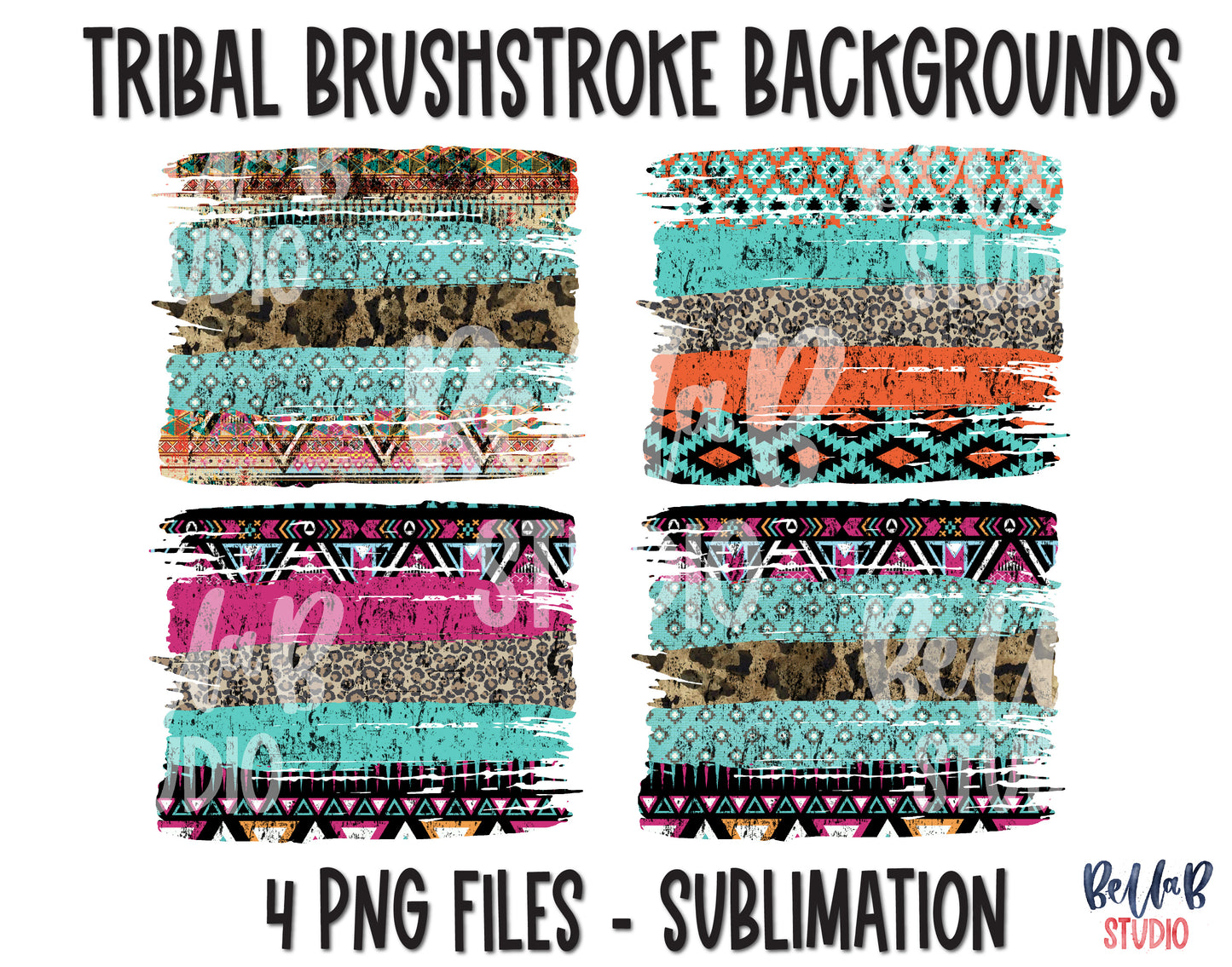 Tribal Aztec Brushstroke Sublimation Background Bundle