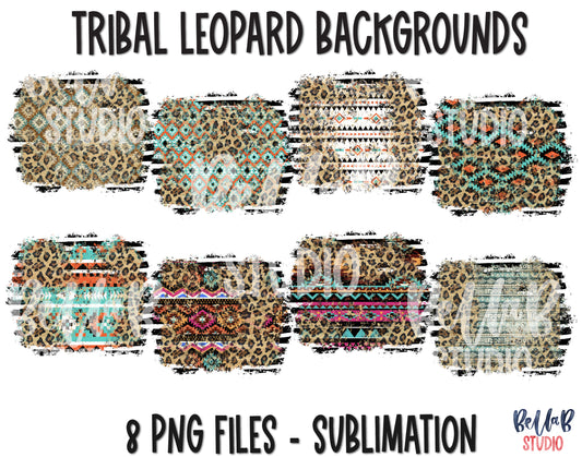 Leopard Tribal Aztec Background Sublimation Bundle