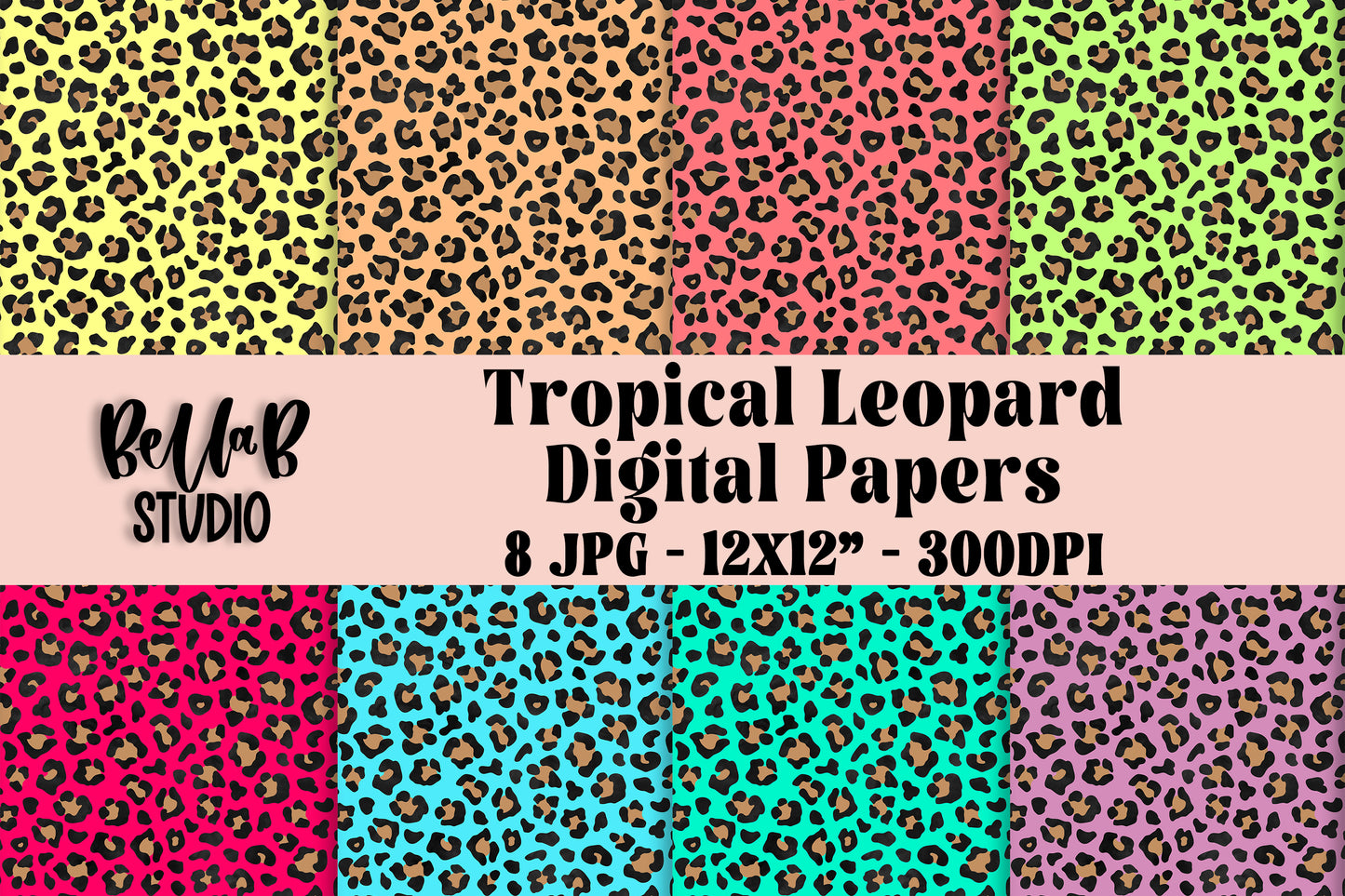 Tropical Leopard Print Digital Papers