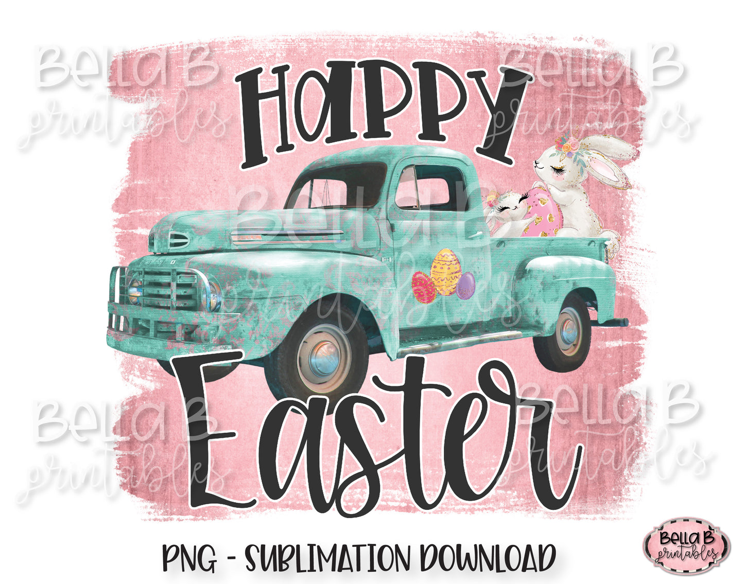 Easter Sublimation Design, Easter Truck, Happy Easter