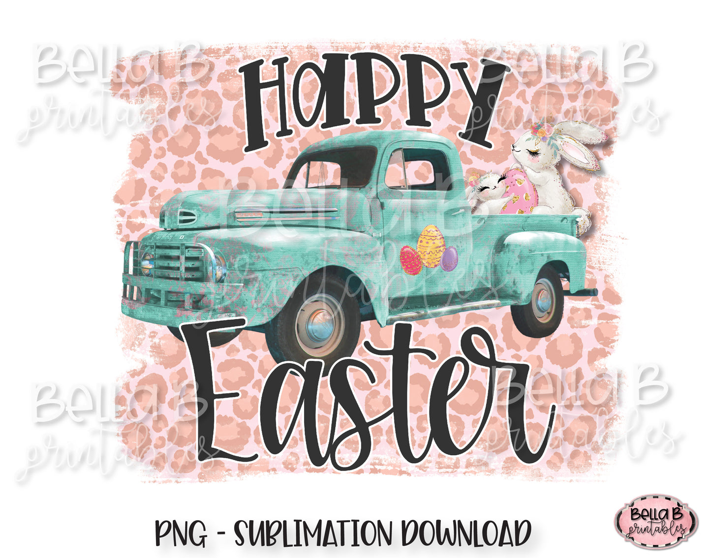 Easter Sublimation Design, Easter Truck, Happy Easter
