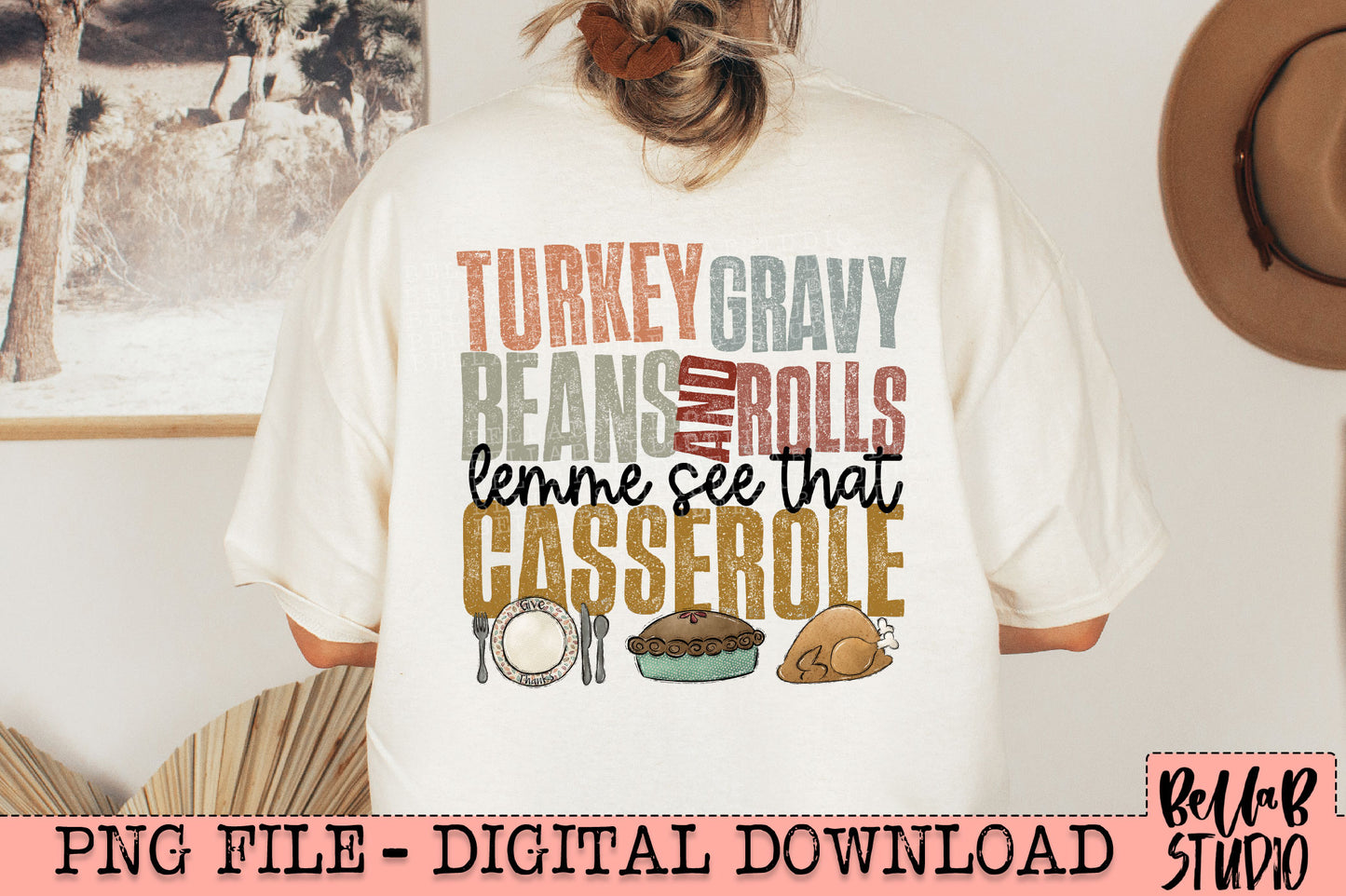 Turkey Gravy Beans and Rolls Lemme See That Casserole PNG Design