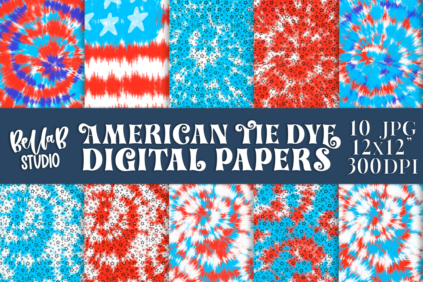 American Tie Dye Digital Papers