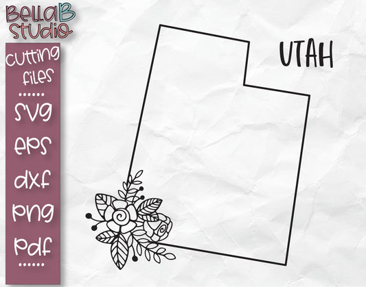 Floral Utah Map SVG File