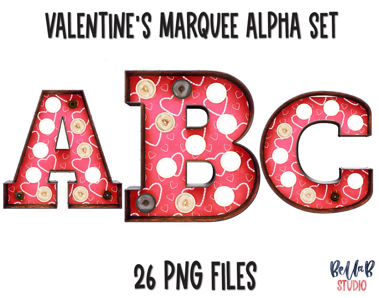 Pink Valentine's Marquee Alphabet Letters, Marquee Alphabet Set