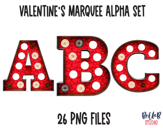 Red Valentine's Marquee Alphabet Letters, Marquee Alphabet Set
