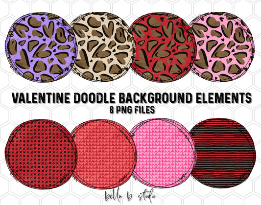 Valentine Doodle Background Elements Bundle