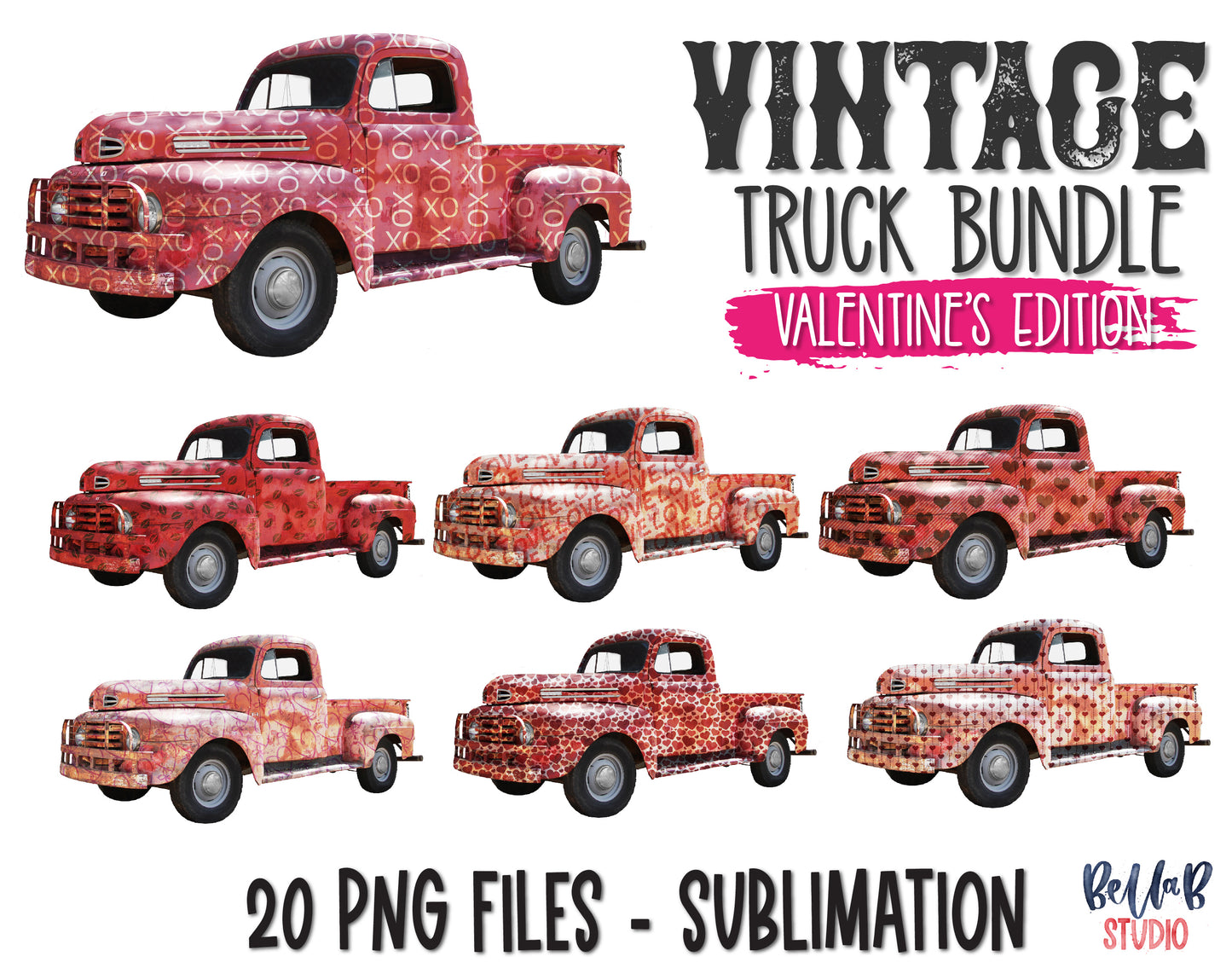 Valentine's Truck Sublimation Elements Bundle