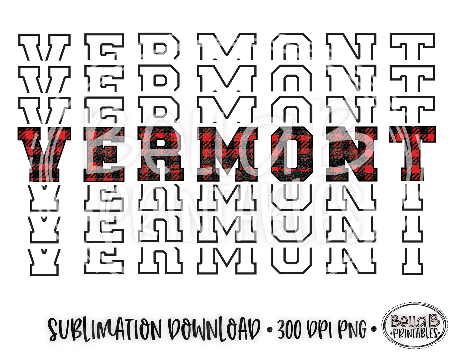 Vermont State Sublimation Design, Mirrored State Design
