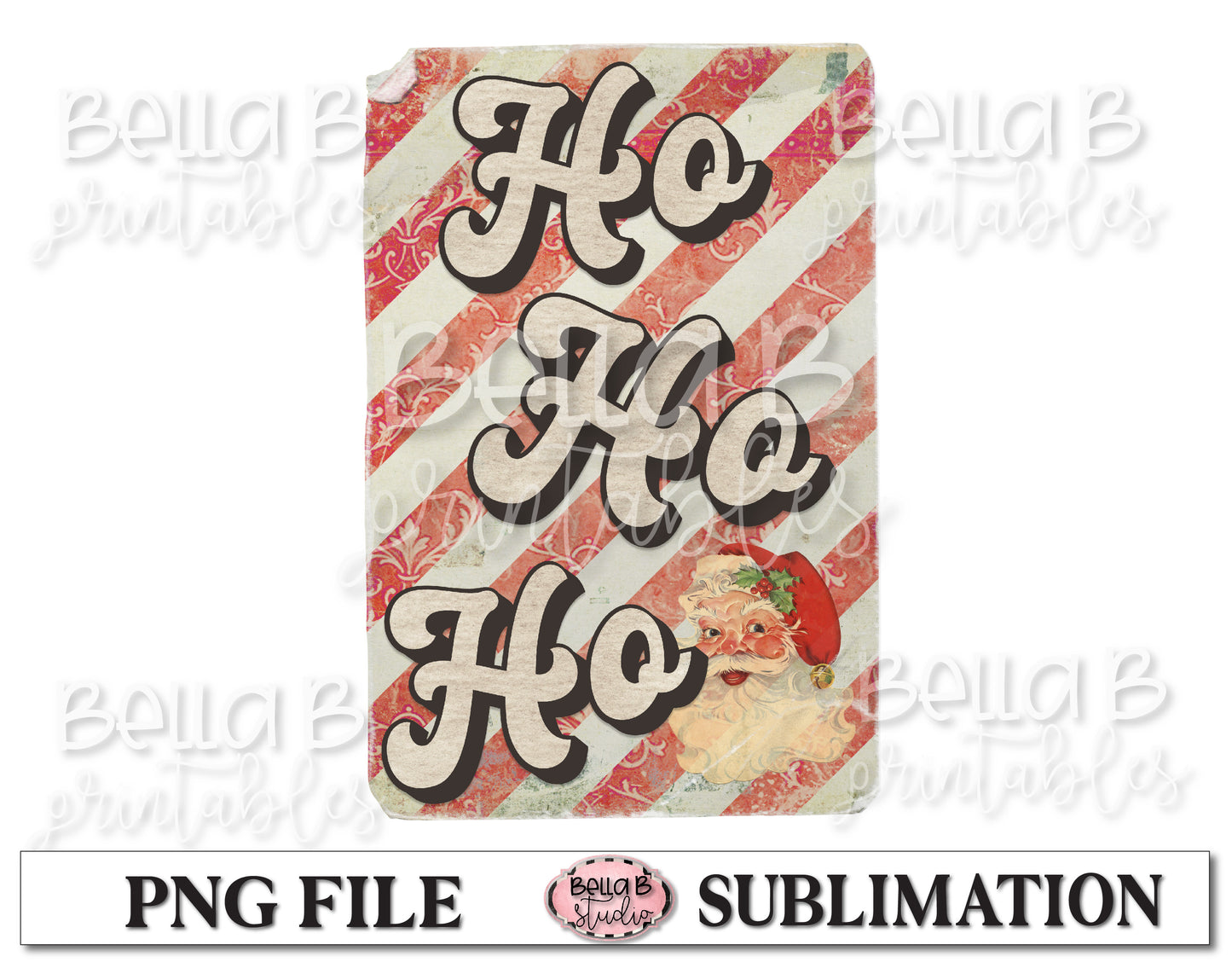 Vintage HO HO HO Sublimation Design