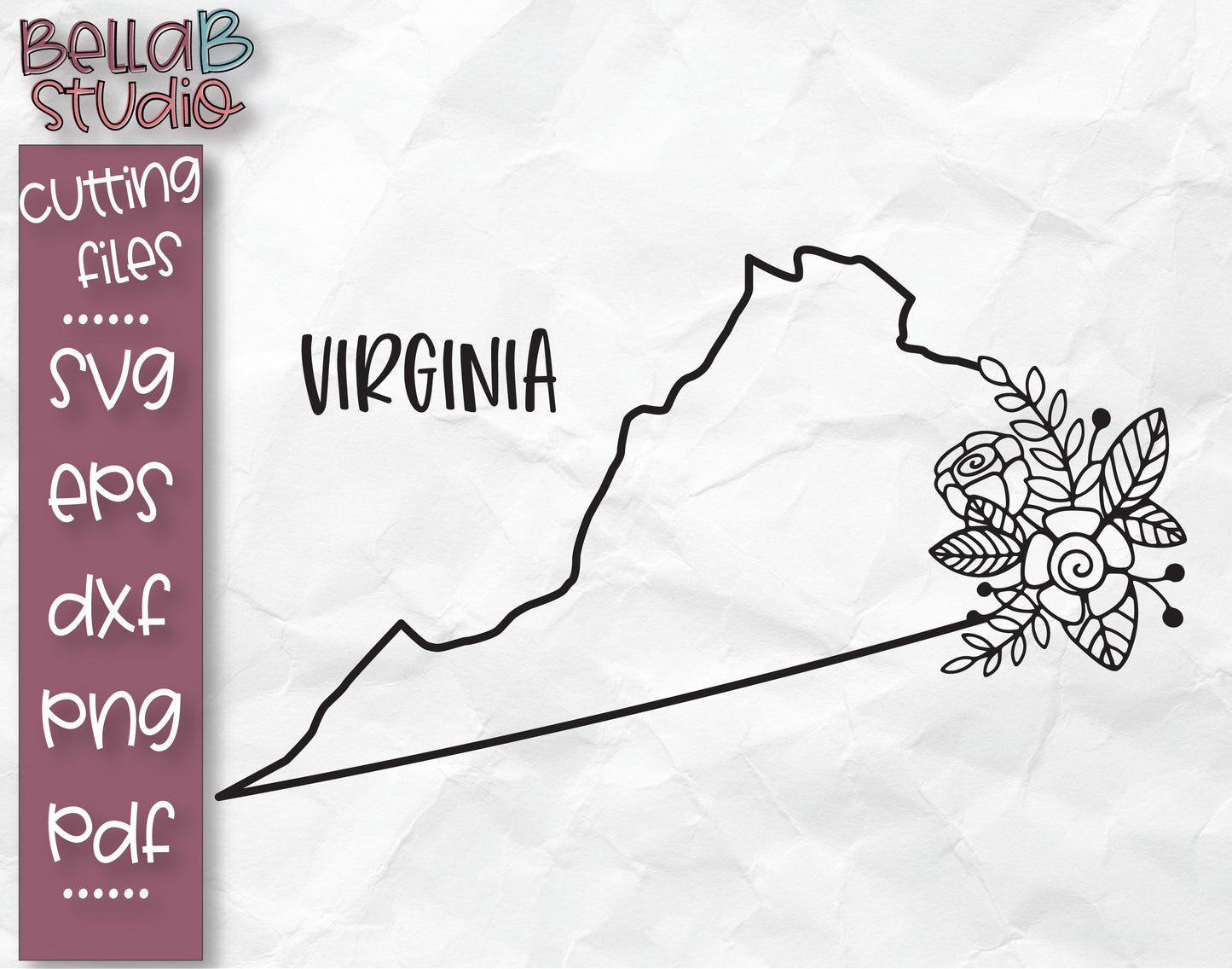 Floral Virginia Map SVG File