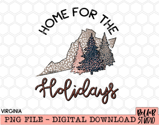 Home For The Holidays -Christmas Virginia PNG Design