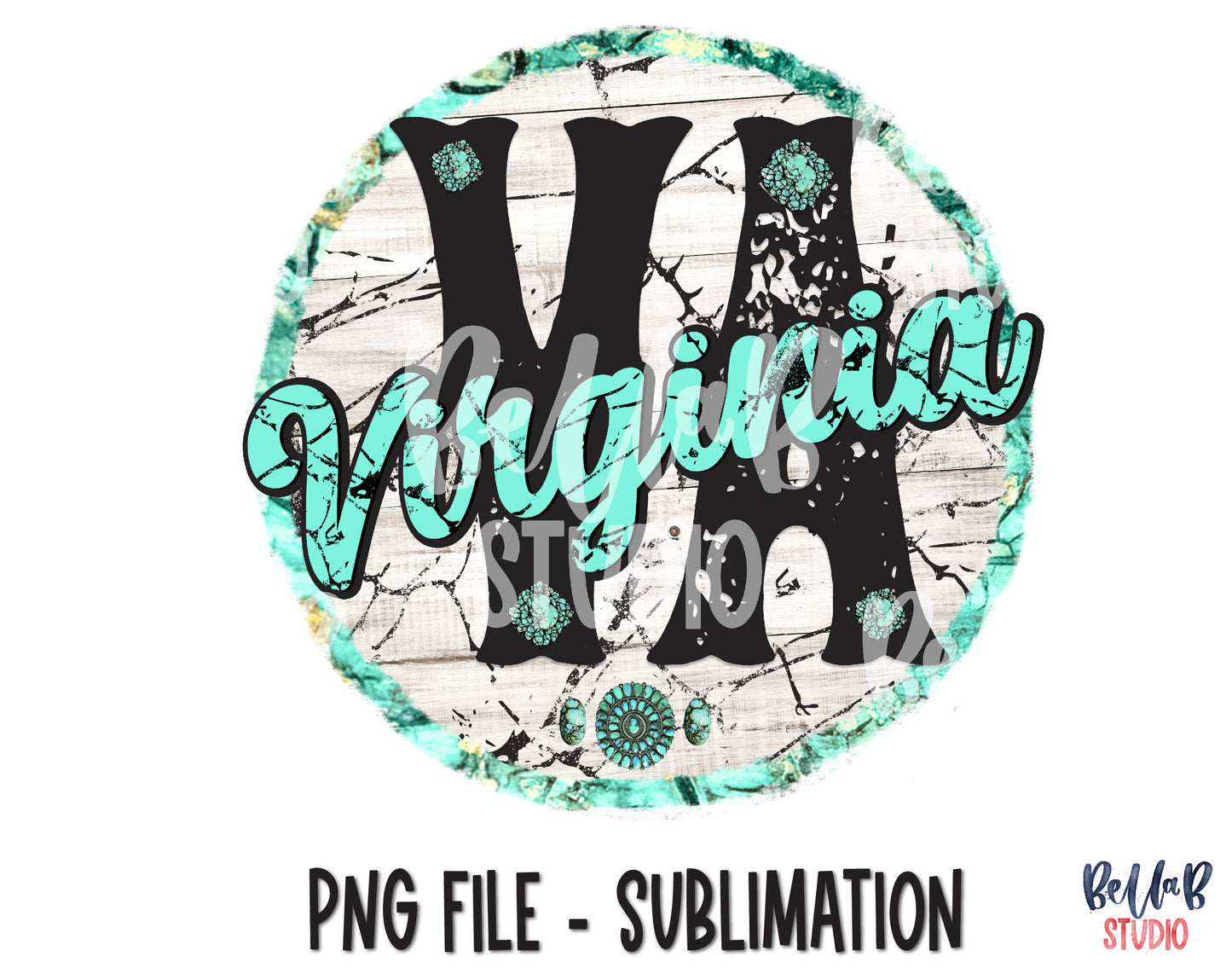 Virginia Turquoise Sublimation Design