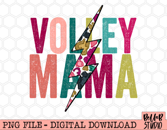 VOLLEY MAMA Bright Leopard Bolt Sublimation Design
