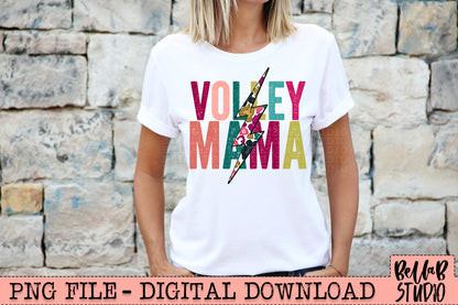 VOLLEY MAMA Bright Leopard Bolt Sublimation Design