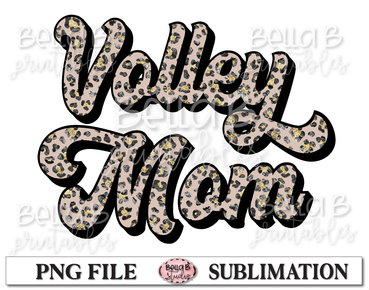 Glitter Leopard - Volley Mom Sublimation Design