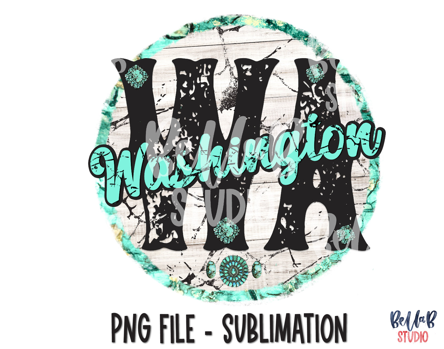 Washington Turquoise Sublimation Design