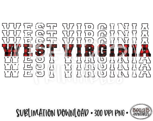West Virginia State Sublimation Design, Mirrored State Design