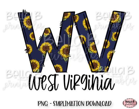 Sunflower West Virginia State Sublimation Design