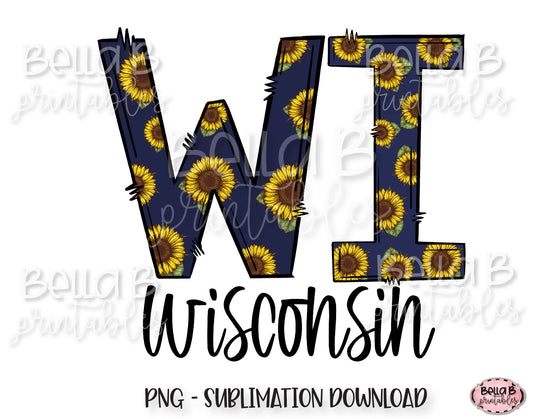 Sunflower Wisconsin State Sublimation Design