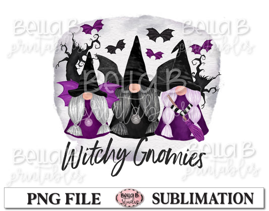 Halloween Gnomes Sublimation Design, Witchy Gnomies