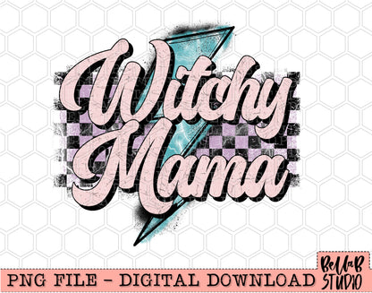 Witchy Mama Checkered Bolts PNG Design