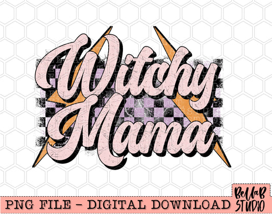 Witchy Mama Checkered Bolts PNG Design