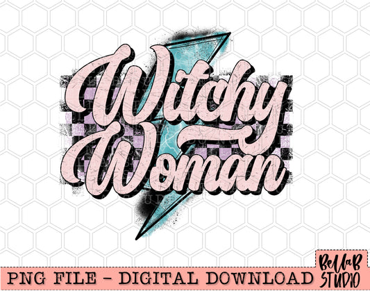 Witchy Woman Checkered Bolts PNG Design