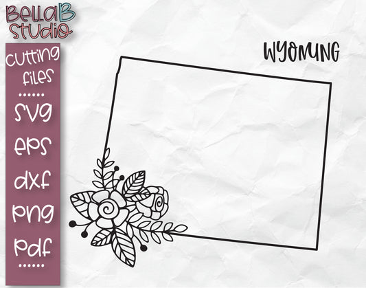 Floral Wyoming Map SVG File
