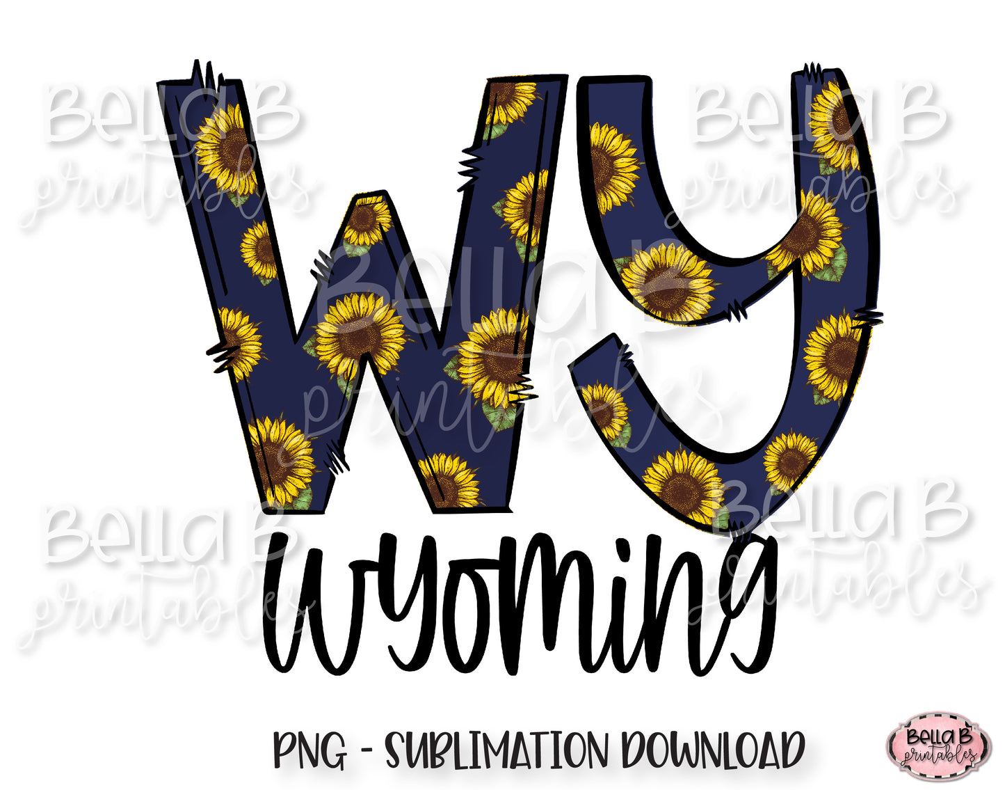 Sunflower Wyoming State Sublimation Design